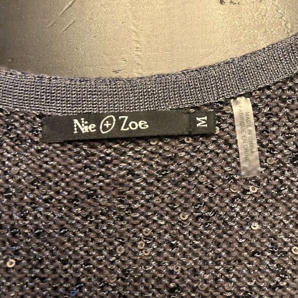 Nic + Zoe Charcoal Gray Cardigan Sweater Short Sleeves Lightweight Size Medium - Picture 9 of 11